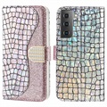 Croco Bling Series Samsung Galaxy S21 FE 5G Wallet Case - Rose Gold