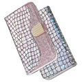 Croco Bling Series Samsung Galaxy S21 FE 5G Wallet Case - Rose Gold