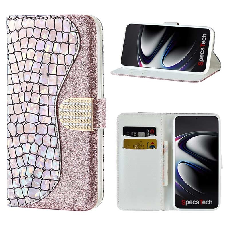 Croco Bling Series Samsung Galaxy S21 Ultra 5g Wallet Case Rose Gold