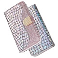 Croco Bling Series Samsung Galaxy S21 Ultra 5G Wallet Case - Rose Gold