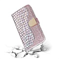 Croco Bling Series Samsung Galaxy S21 Ultra 5G Wallet Case - Rose Gold