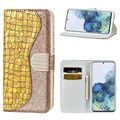 Croco Bling Series Samsung Galaxy S21 5G Wallet Case - Gold