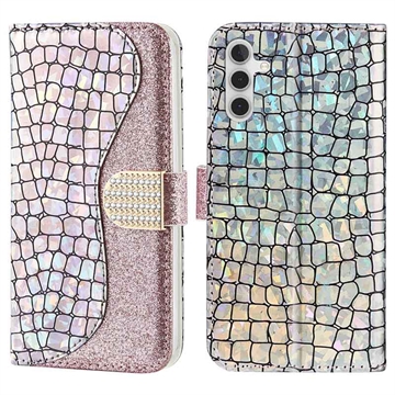 Croco Bling Series Samsung Galaxy A34 5G Wallet Case - Rose Gold