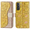 Croco Bling Series Samsung Galaxy S22 5G Wallet Case - Gold