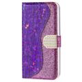 Croco Bling Series iPhone 14 Pro Max Wallet Case - Purple
