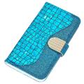 Croco Bling Series iPhone 14 Wallet Case - Blue