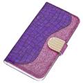 Croco Bling Series iPhone 14 Wallet Case - Purple