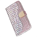 Croco Bling iPhone XR Wallet Case - Silver