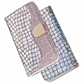 Croco Bling Series iPhone 13 Mini Wallet Case - Rose Gold