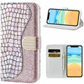 Croco Bling iPhone 12/12 Pro Wallet Case - Rose Gold