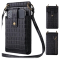 Crocodile Pattern Smartphone Crossbody Bag with Makeup Mirror