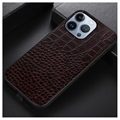 Crocodile Series iPhone 14 Pro Max Hybrid Case - Brown
