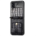 Crocodile Series Samsung Galaxy Z Flip4 5G Case with Strap - Black