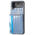 Crocodile Series Samsung Galaxy Z Flip4 5G Wallet Case - Blue
