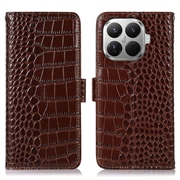 Xiaomi 17T Pro Crocodile Series Wallet Leather Case with RFID - Brown