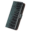 Crocodile Series Motorola Moto G62 5G Wallet Leather Case with RFID - Green
