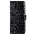 Crocodile Series Samsung Galaxy S21 FE 5G Wallet Leather Case with RFID - Black