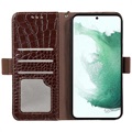 Crocodile Series Samsung Galaxy S21 FE 5G Wallet Leather Case with RFID - Brown