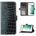 Crocodile Series Samsung Galaxy S21 FE 5G Wallet Leather Case with RFID - Green