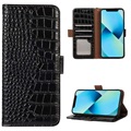 Crocodile Series Motorola Edge 30 Wallet Leather Case with RFID - Black