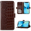 Crocodile Series Motorola Edge 30 Wallet Leather Case with RFID - Brown