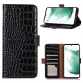 Crocodile Samsung Galaxy A14 Wallet Leather Case with RFID - Black