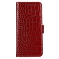 Crocodile Series Samsung Galaxy A53 5G Wallet Leather Case with RFID - Red