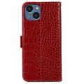 Crocodile Series iPhone 14 Wallet Leather Case with RFID - Red