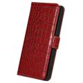 Crocodile Series iPhone 14 Wallet Leather Case with RFID - Red