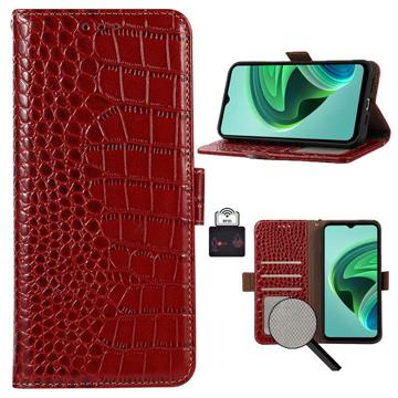 Crocodile Series iPhone 14 Wallet Leather Case with RFID - Black