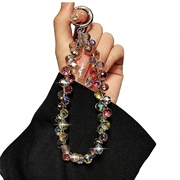 Crystal Beaded Wrist Lanyard / Phone Strap - 14cm - Amber