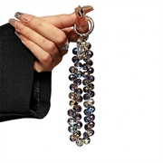 Crystal Beaded Wrist Lanyard / Phone Strap - 14cm - Dark Purple