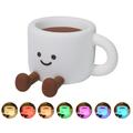 Cute Coffee Cup Shape Night Light with Phone Stand - White