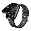 D12 2-in-1 Smartwatch with Clip-On Wireless Earphones - Silicone Strap - Black