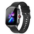 D20 Smartwatch with Wireless Earphones, AI Translation - Silicone Strap - Black
