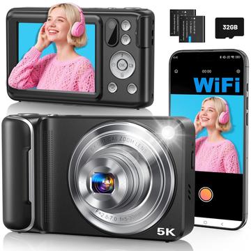 DC309X Mini Dual Lens Digital Camera with 32GB Card - Black