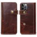 Denior Vintage Series iPhone 14 Pro Wallet Leather Case - Brown