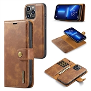 iPhone 15 Pro Max DG.Ming 2-in-1 Detachable Wallet Leather Case - Brown