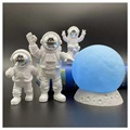 Decorative Astronaut Figurines with Moon Lamp - Silver / Blue