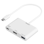 Deltaco 3-in-1 USB-C to HDMI/USB-C/USB-A Docking Station / Video Adapter - White