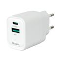 Deltaco 35W GaN Wall Charger - USB-C/USB-A - White