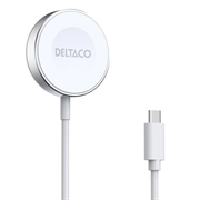 Deltaco Magnetic Wireless Charger for Apple Watch/Samsung Galaxy Watch - White
