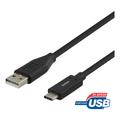 Deltaco USB 2.0 to USB-C Cable - 1m/3A - Black