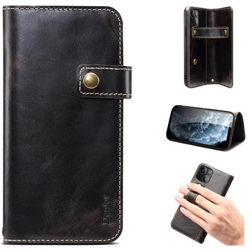 Denior Vintage Series iPhone 13 Wallet Leather Case - Black