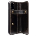 Denior Vintage Series iPhone 13 Pro Max Wallet Leather Case - Black