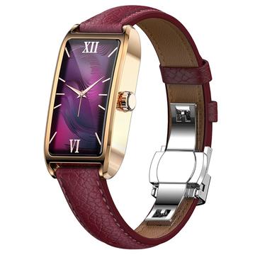 Dora T Elegant Smart Watch for Women with Danish Language - Red / Rose Gold