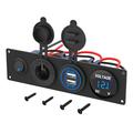 Dual USB and Cigarette Lighter Socket Panel with Digital Voltmeter for Boat, RV and Truck
