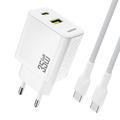 Dudao A27 MaxC 35W GaN Wall Charger with USB-C Cable - White