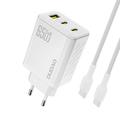 Dudao A29C 65W GaN Wall Charger with USB-C Cable - White