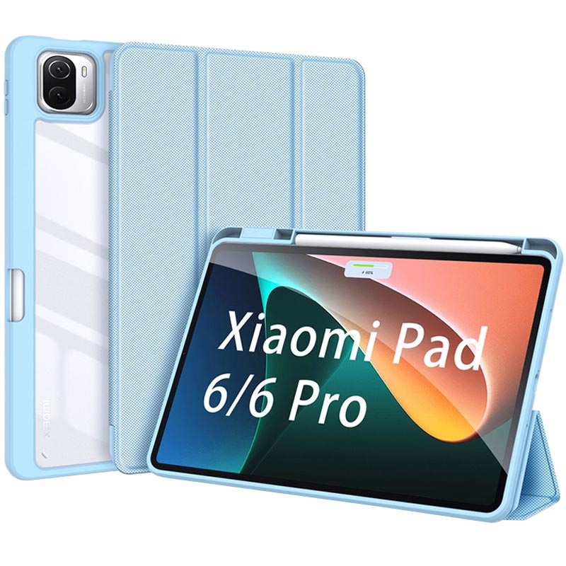 Étui Xiaomi Pad 6 et Pad 6 Pro, Trifold Support Vidéo / Clavier - Bleu Gris  - Français